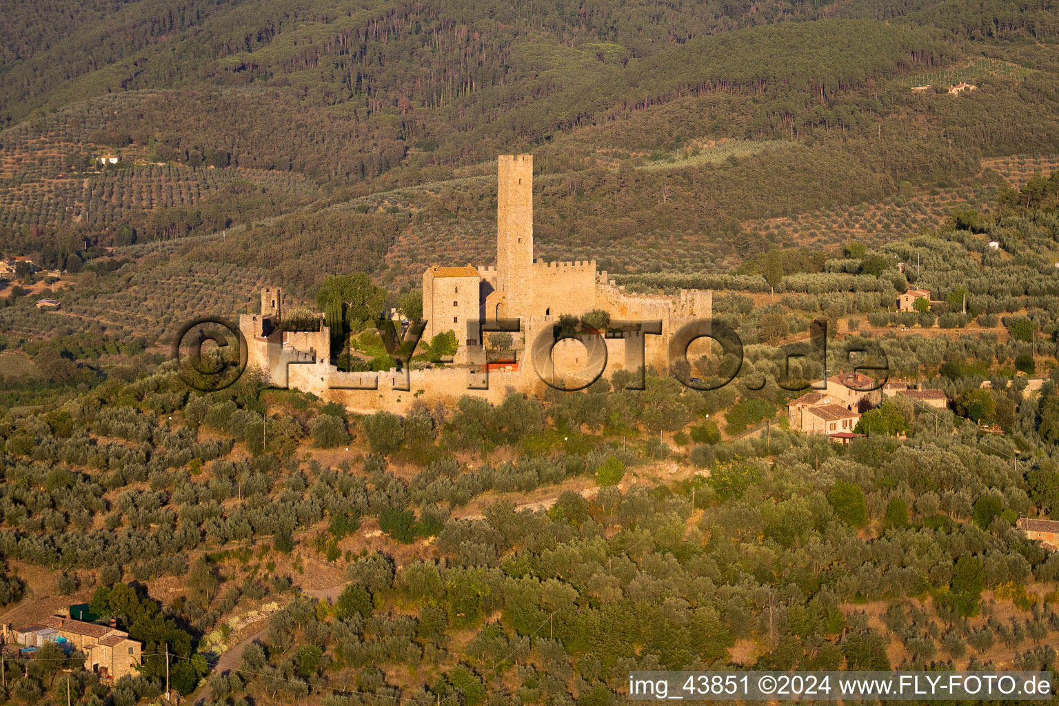 Bird's eye view of Poggiolo in the state Tuscany, Italy