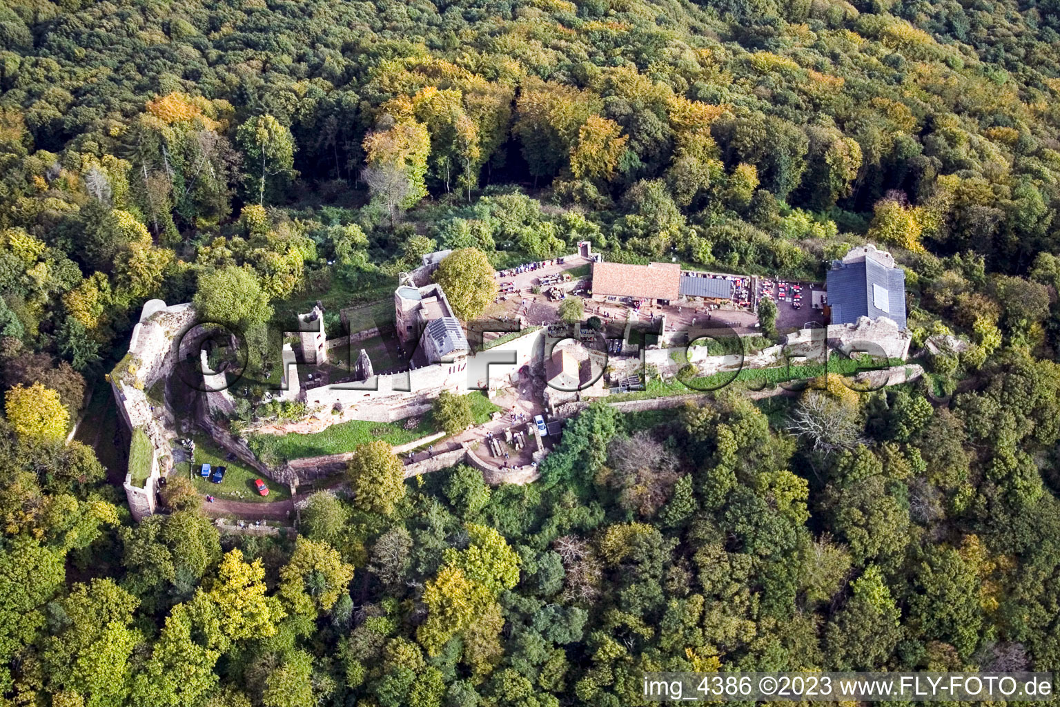 Oblique view of Madenburg in Eschbach in the state Rhineland-Palatinate, Germany