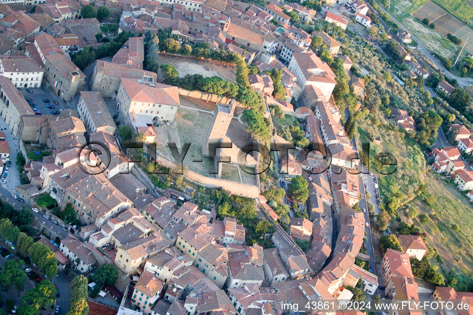 Bird's eye view of Castiglion Fiorentino in the state Arezzo, Italy