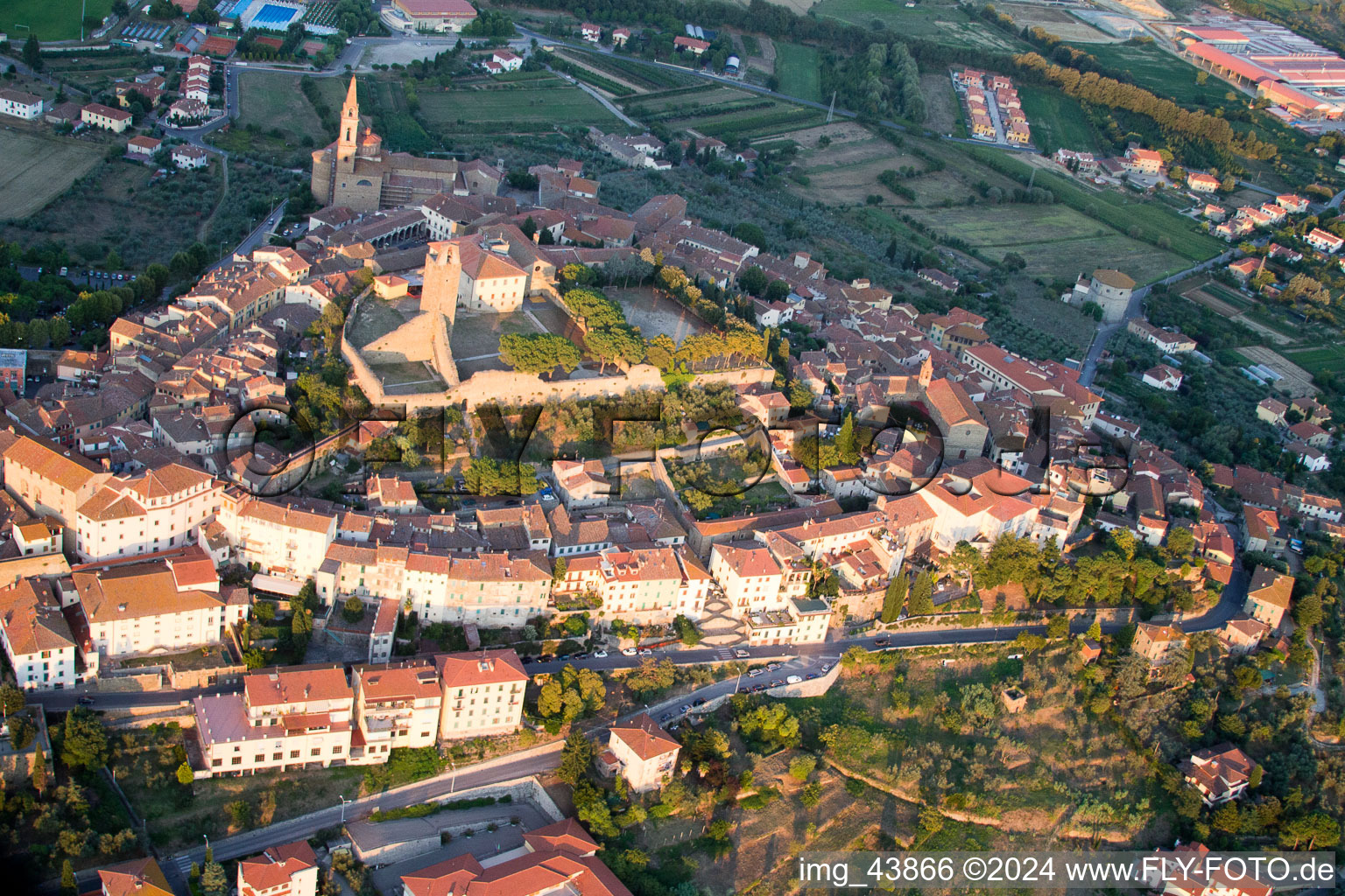 Castiglion Fiorentino in the state Arezzo, Italy viewn from the air