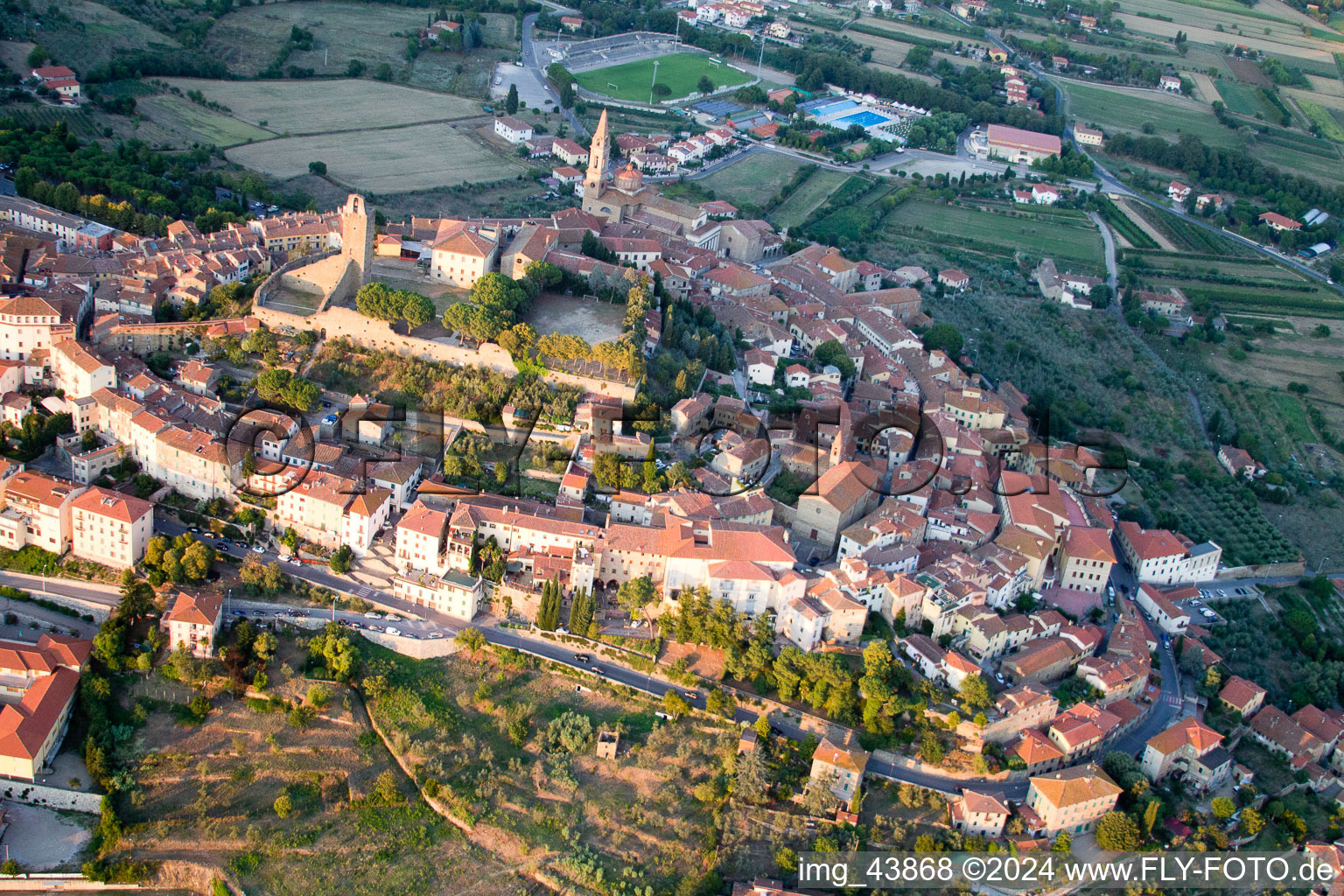 Drone recording of Castiglion Fiorentino in the state Arezzo, Italy