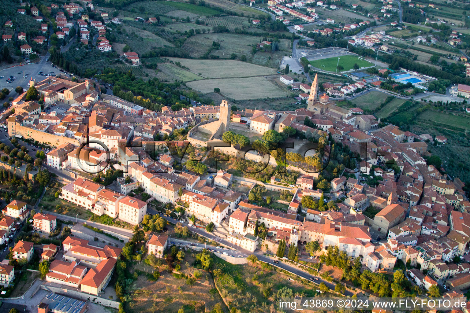 Drone image of Castiglion Fiorentino in the state Arezzo, Italy