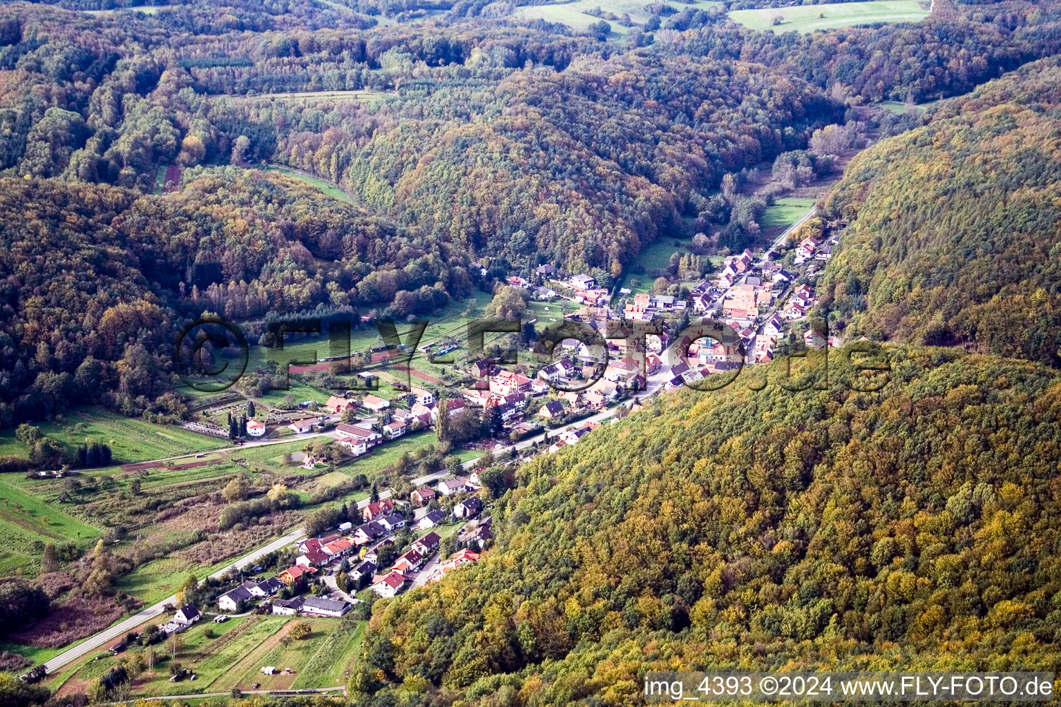 Waldrohrbach in the state Rhineland-Palatinate, Germany from the drone perspective