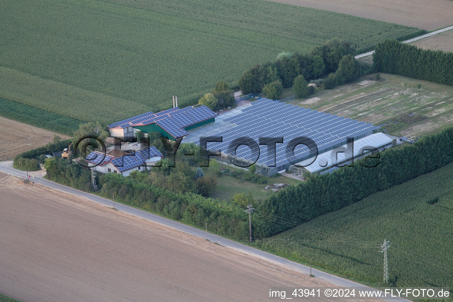 Sudetenhof in Steinweiler in the state Rhineland-Palatinate, Germany seen from above