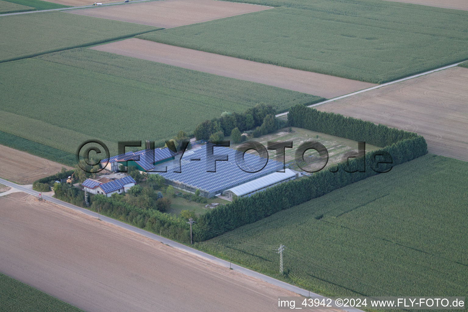 Sudetenhof in Steinweiler in the state Rhineland-Palatinate, Germany from the plane