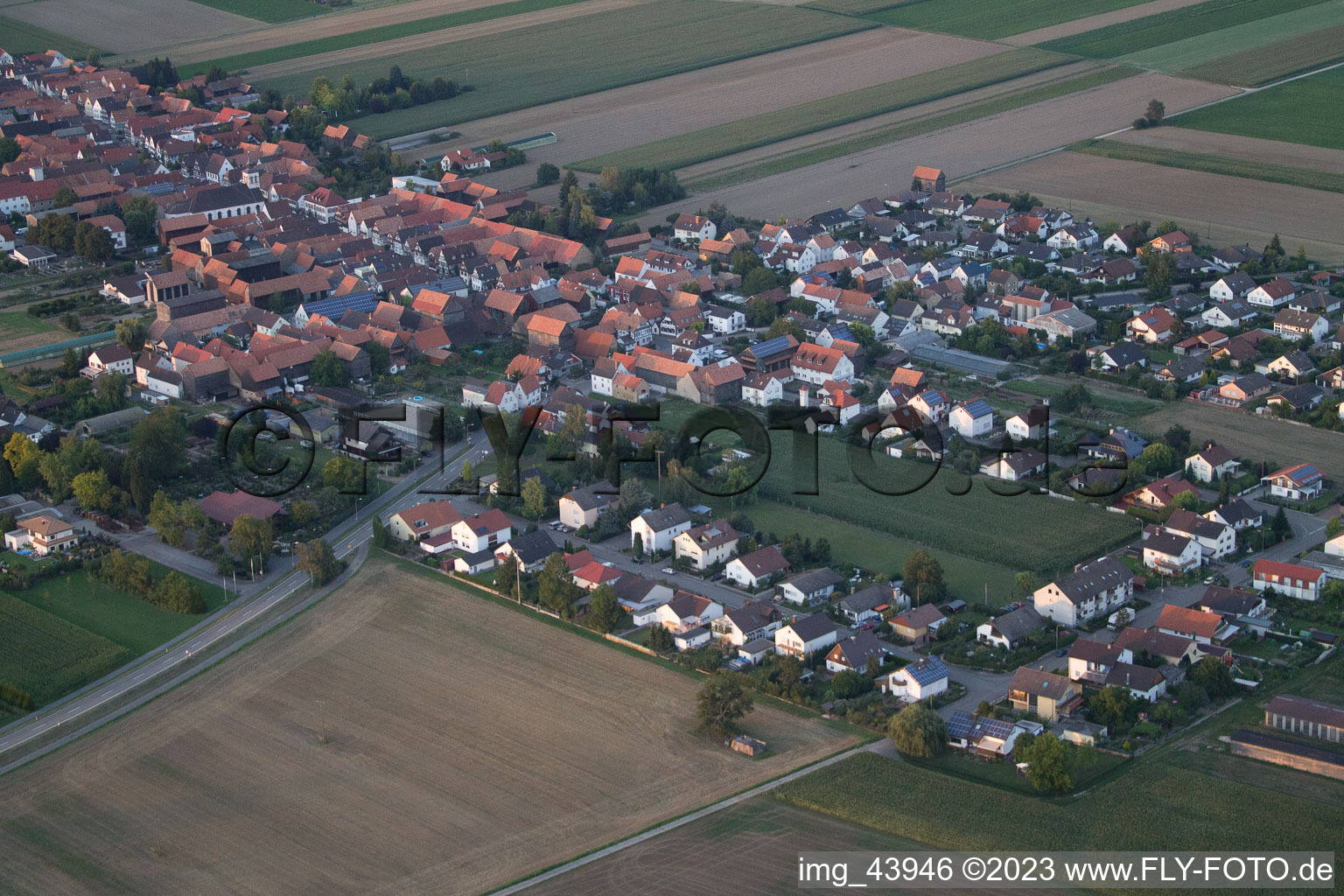 District Hayna in Herxheim bei Landau in the state Rhineland-Palatinate, Germany from the plane