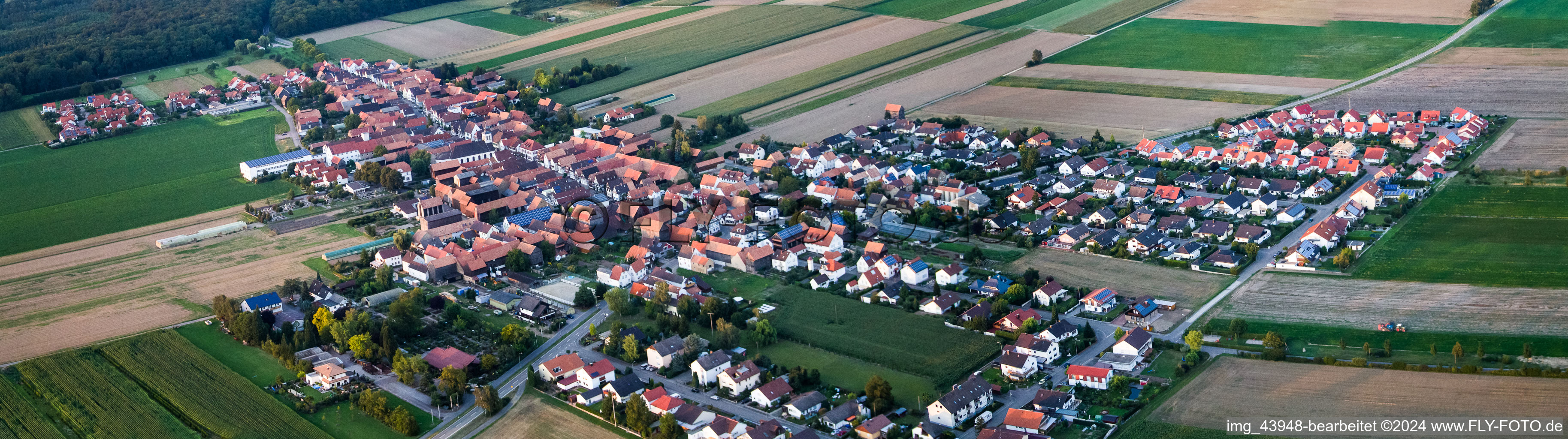 Aerial view of Village view in the district Hayna in Herxheim bei Landau in the state Rhineland-Palatinate, Germany