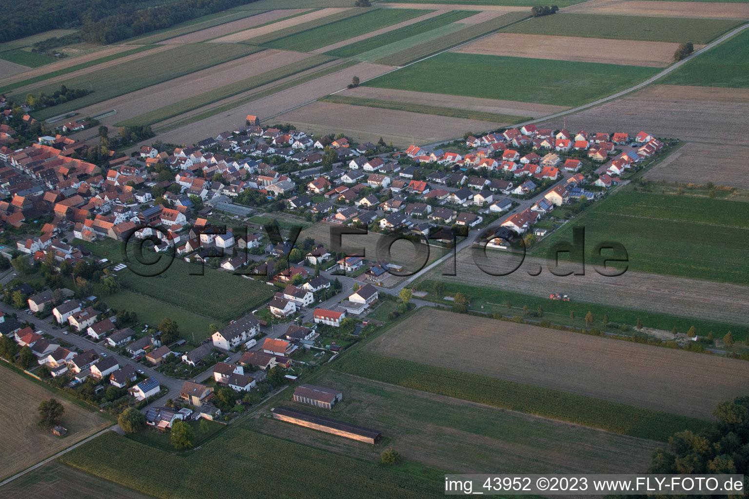 District Hayna in Herxheim bei Landau in the state Rhineland-Palatinate, Germany viewn from the air