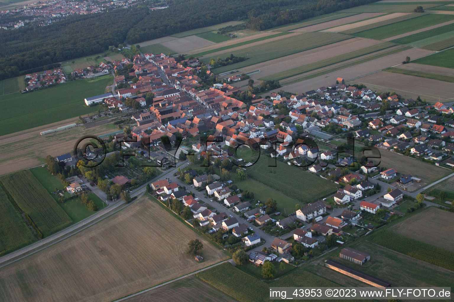 Drone recording of District Hayna in Herxheim bei Landau in the state Rhineland-Palatinate, Germany