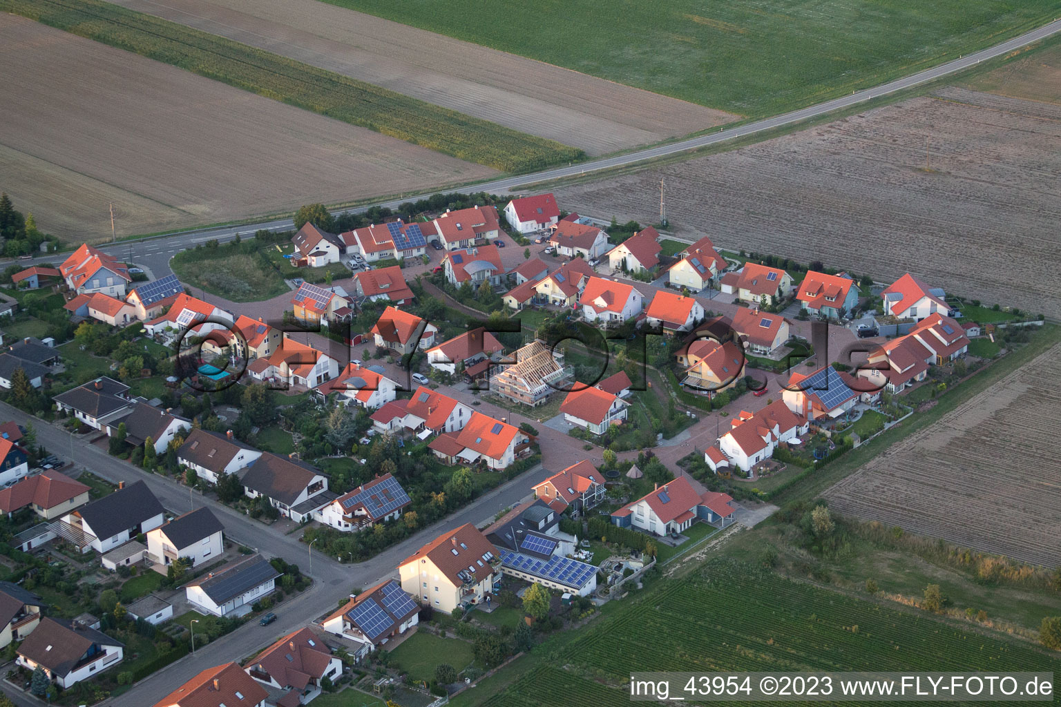 Drone image of District Hayna in Herxheim bei Landau in the state Rhineland-Palatinate, Germany