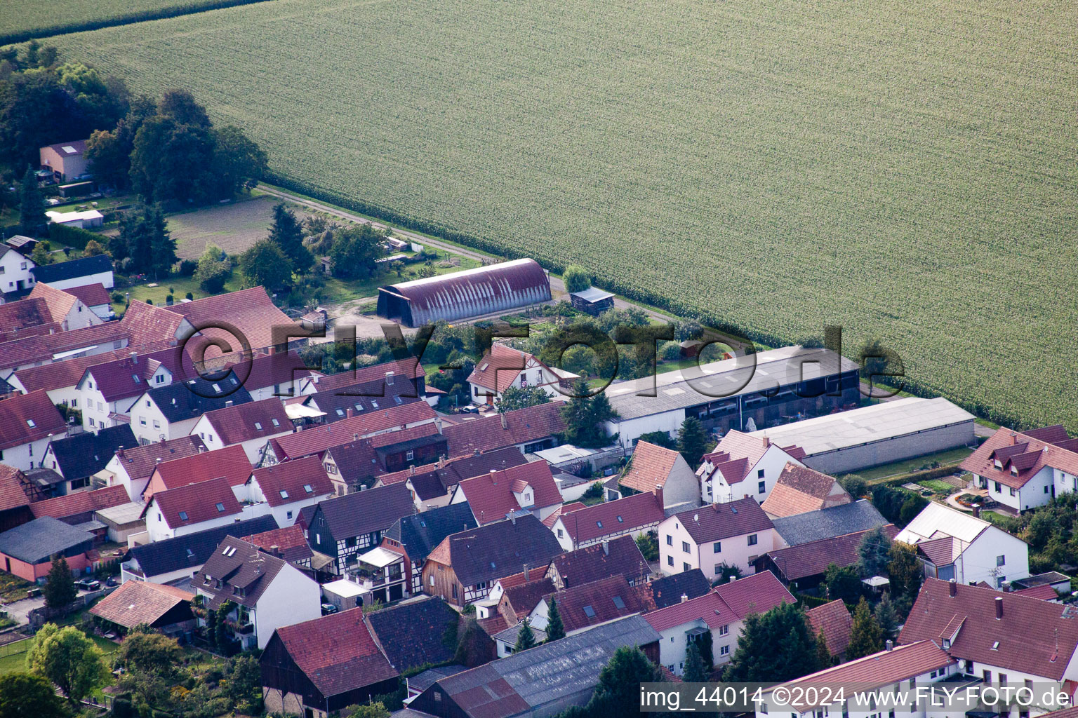 Saarstr in Kandel in the state Rhineland-Palatinate, Germany seen from a drone