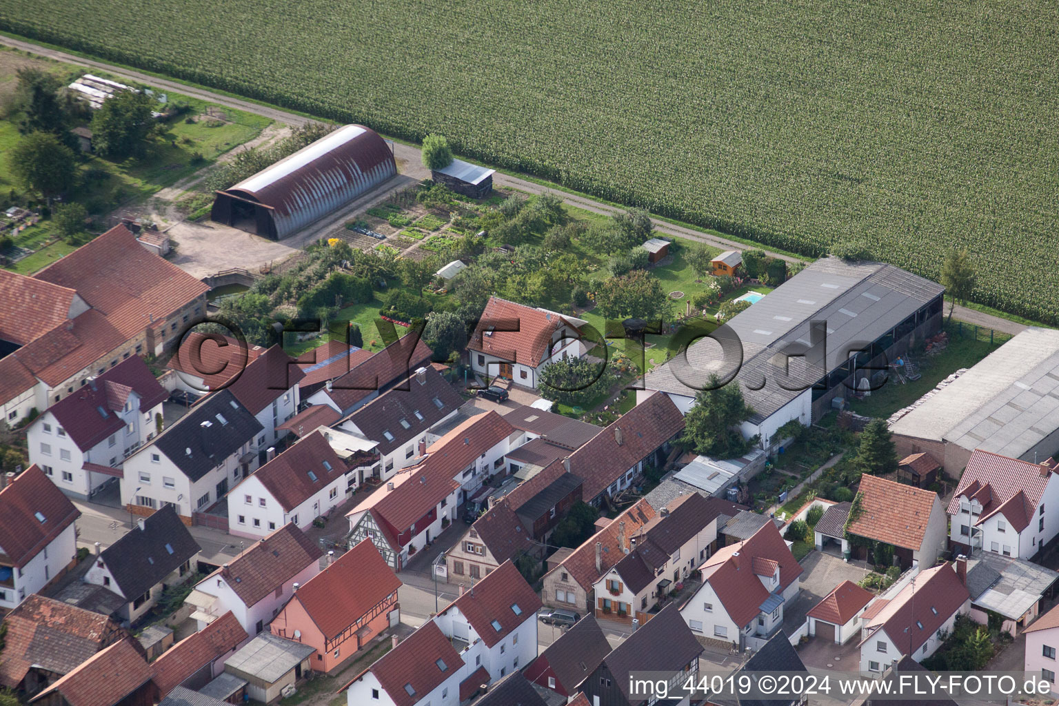 Aerial photograpy of Saarstr in Kandel in the state Rhineland-Palatinate, Germany