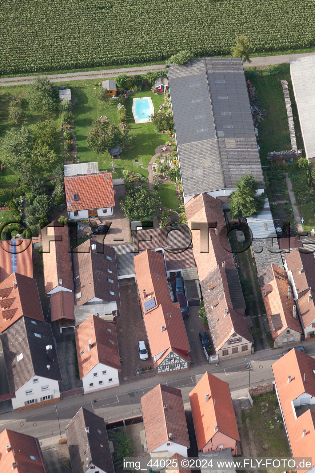 Oblique view of Saarstr in Kandel in the state Rhineland-Palatinate, Germany