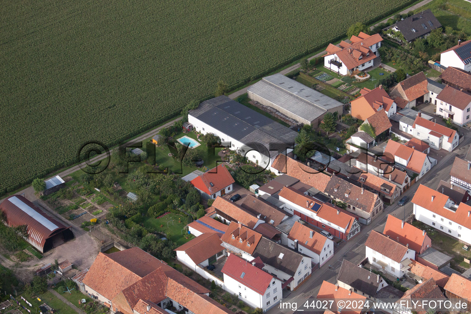 Saarstr in Kandel in the state Rhineland-Palatinate, Germany from above