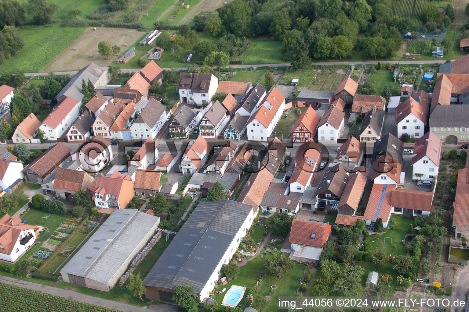 Saarstr in Kandel in the state Rhineland-Palatinate, Germany from the drone perspective