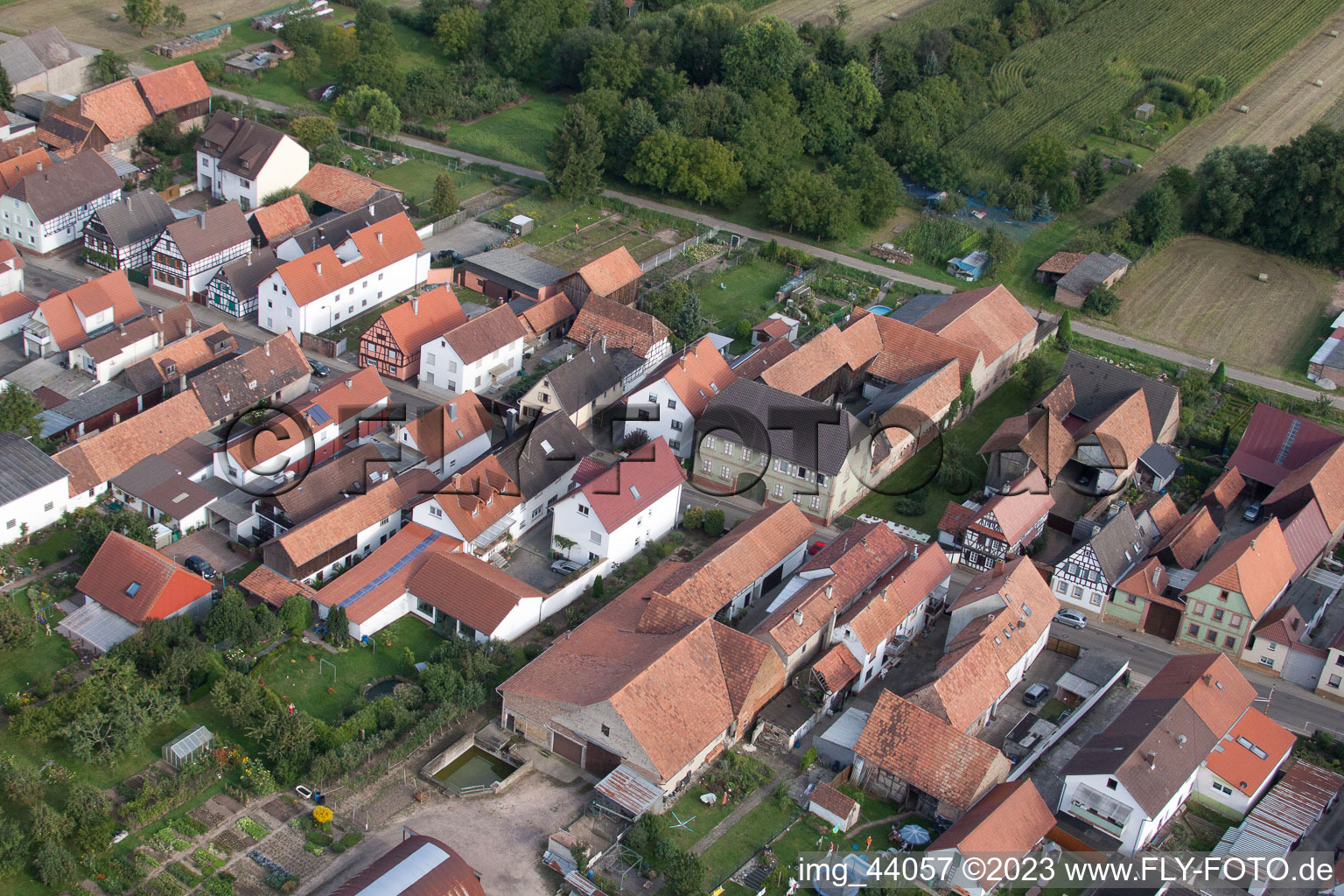 Saarstr in Kandel in the state Rhineland-Palatinate, Germany from a drone