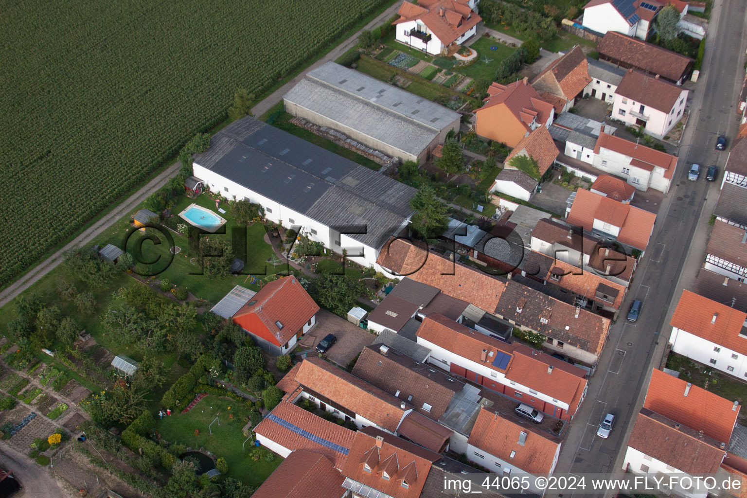 Aerial view of Saarstr in Kandel in the state Rhineland-Palatinate, Germany