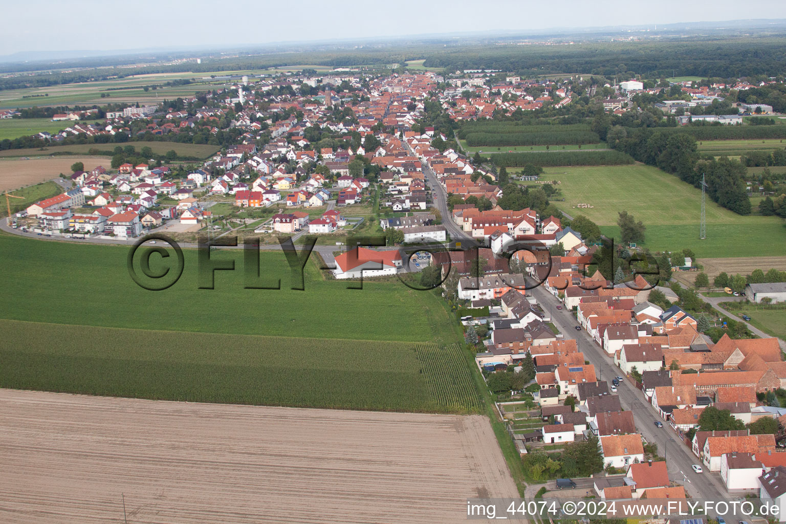 Oblique view of Saarstr in Kandel in the state Rhineland-Palatinate, Germany