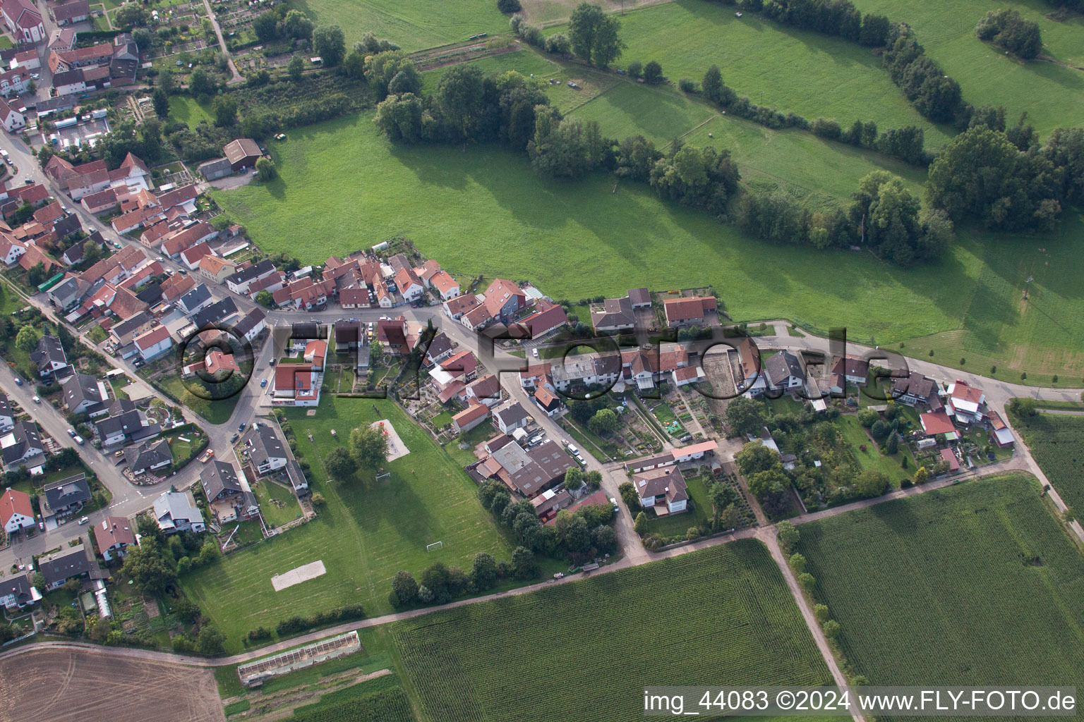 Aerial view of Steinweiler in the state Rhineland-Palatinate, Germany