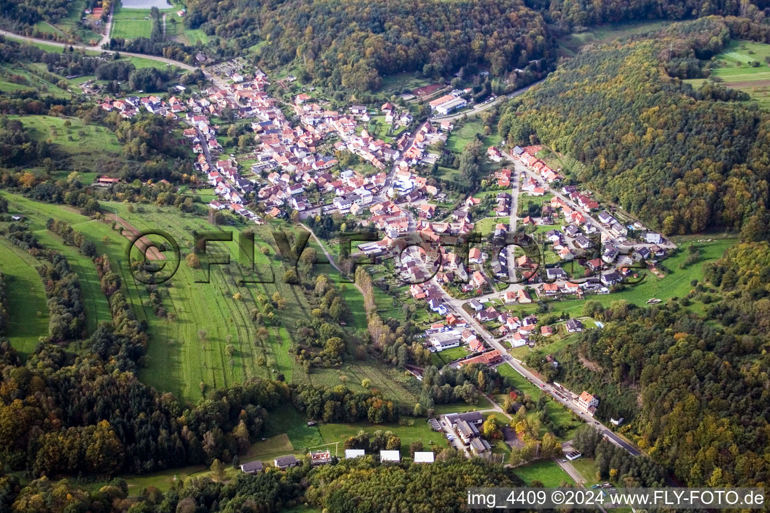 Aerial view of From the east in Silz in the state Rhineland-Palatinate, Germany