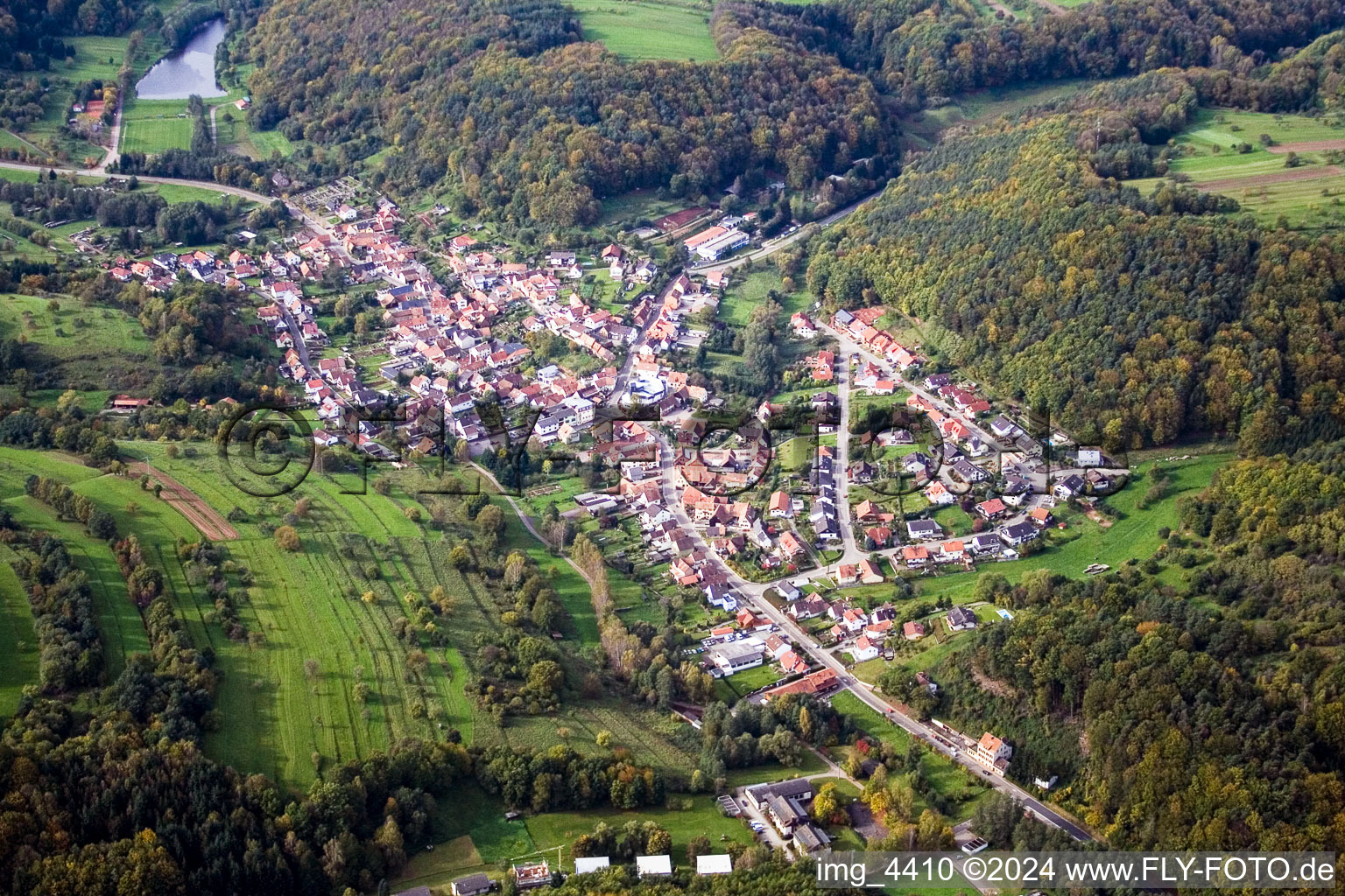 Aerial photograpy of From the east in Silz in the state Rhineland-Palatinate, Germany