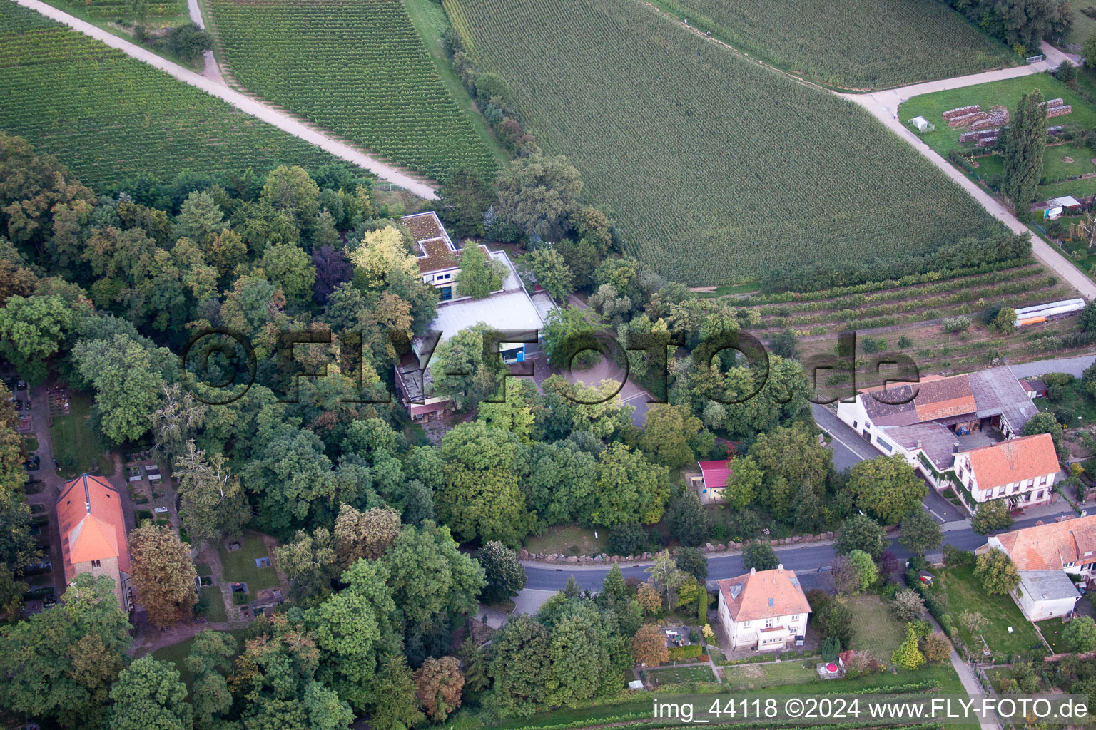 Oblique view of Company premises of SEKA Schutzbelüftung GmbH with halls, company buildings and production facilities in the district Wollmesheim in Landau in der Pfalz in the state Rhineland-Palatinate, Germany