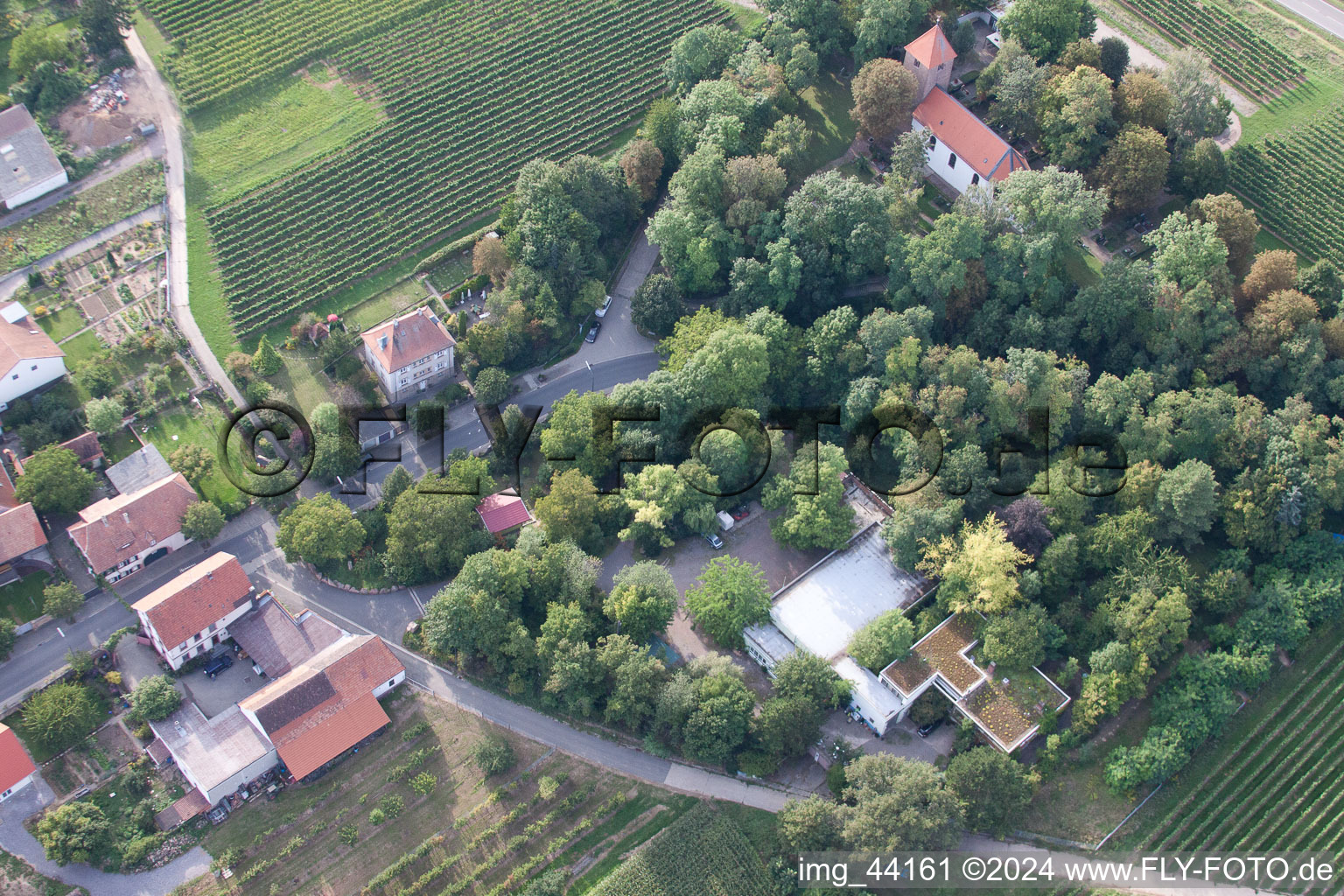 SEKA Schutzbeventil GmbH company premises with halls, company buildings and production facilities in the district Wollmesheim in Landau in der Pfalz in the state Rhineland-Palatinate, Germany viewn from the air