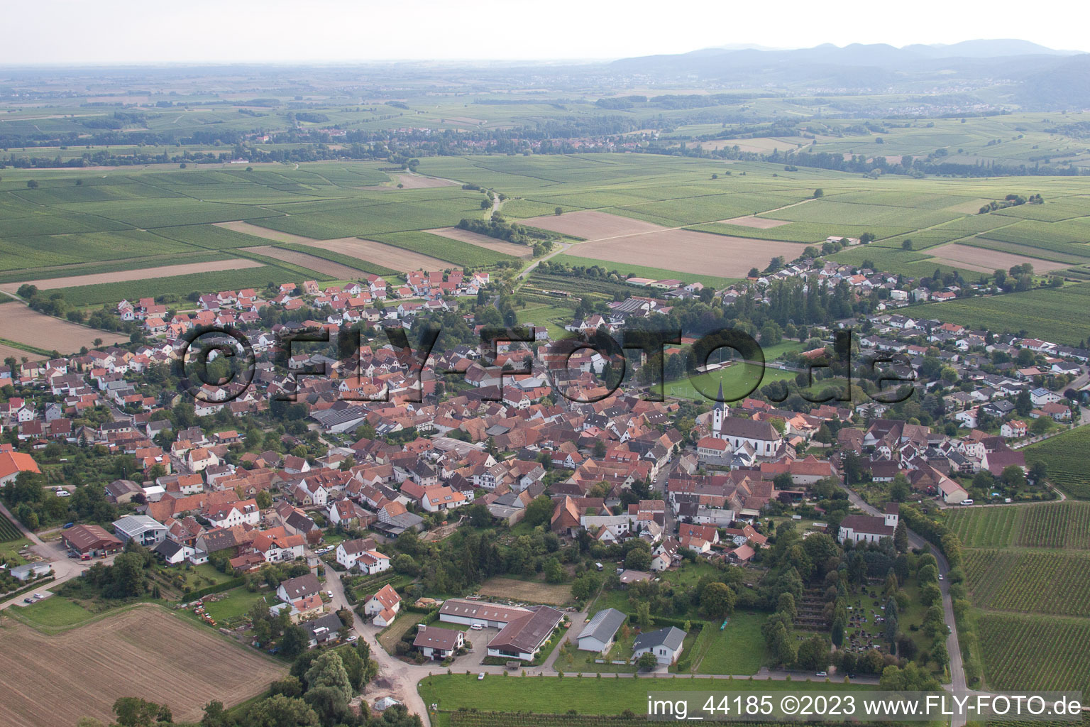 District Mörzheim in Landau in der Pfalz in the state Rhineland-Palatinate, Germany from the plane