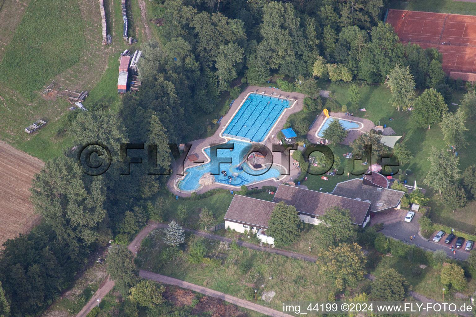 Aerial view of District Klingen in Heuchelheim-Klingen in the state Rhineland-Palatinate, Germany