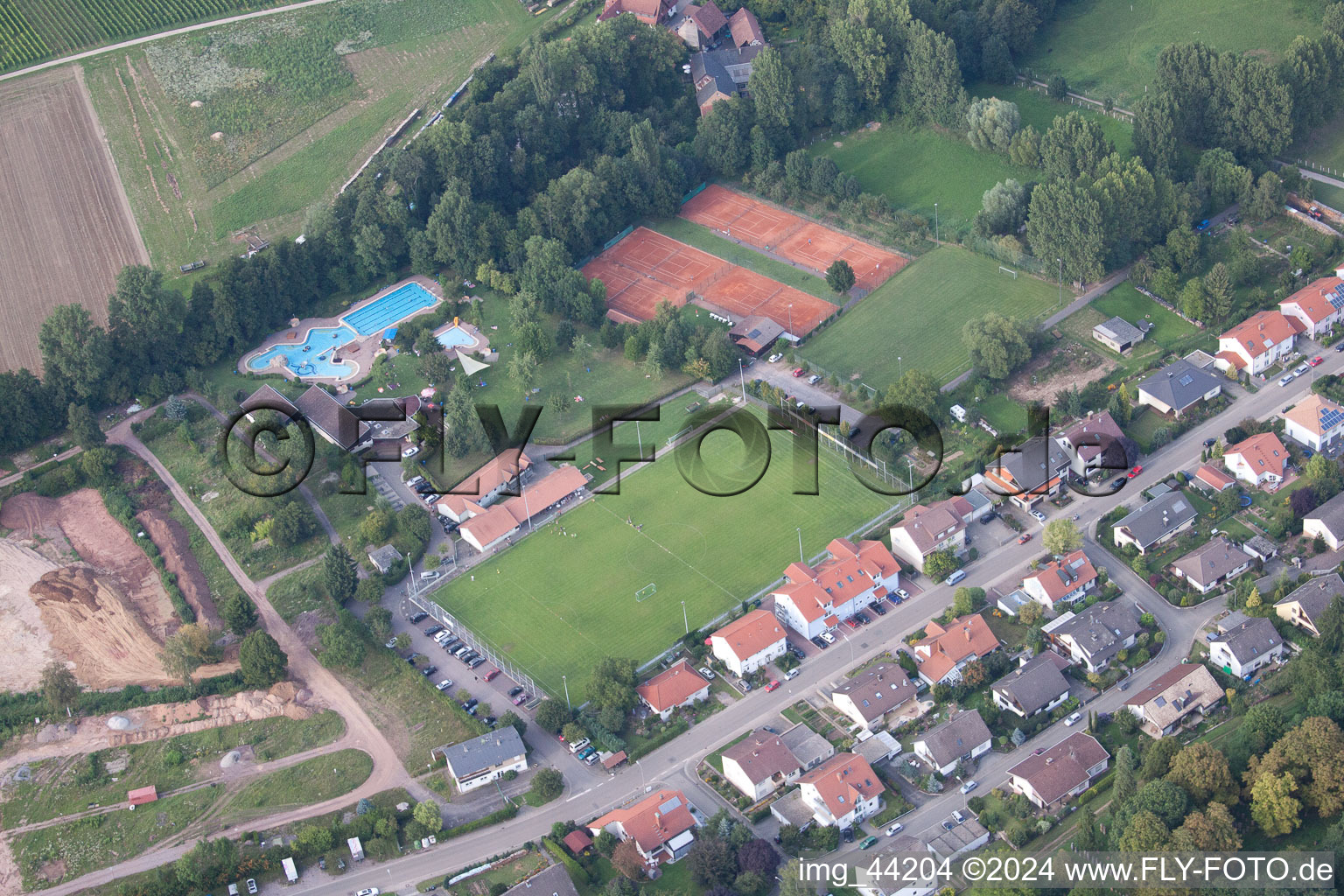 Oblique view of District Klingen in Heuchelheim-Klingen in the state Rhineland-Palatinate, Germany