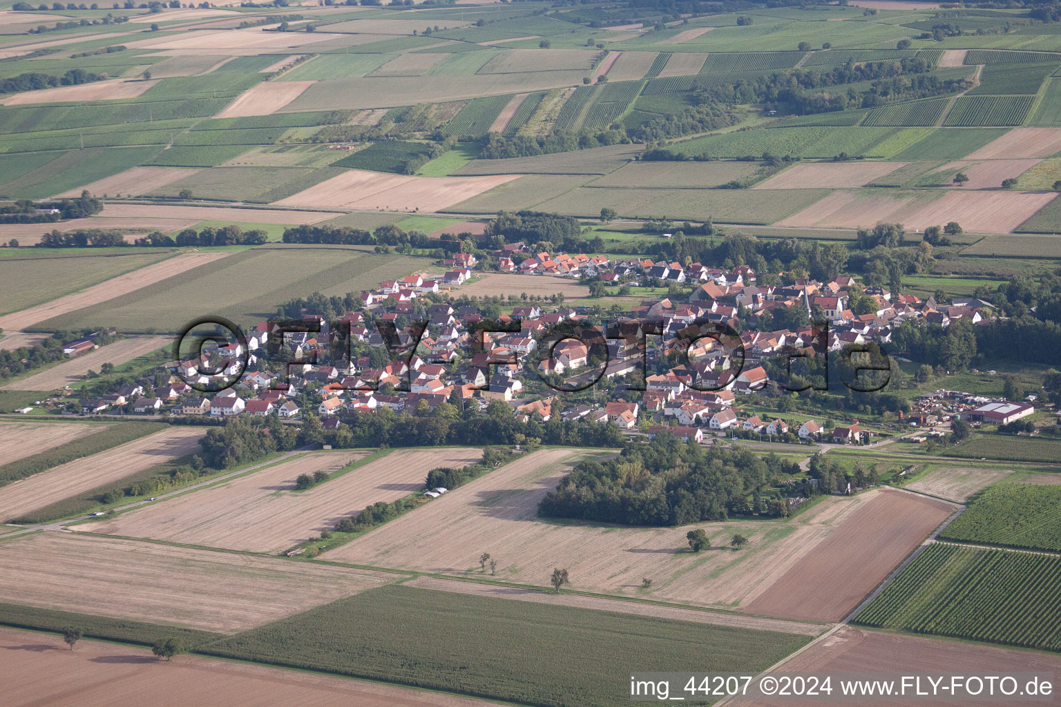 Barbelroth in the state Rhineland-Palatinate, Germany seen from above