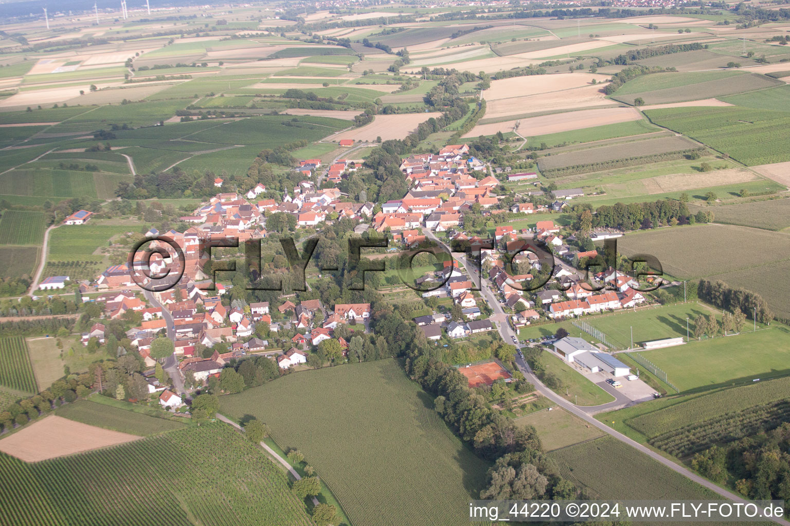 Aerial view of Dierbach in the state Rhineland-Palatinate, Germany