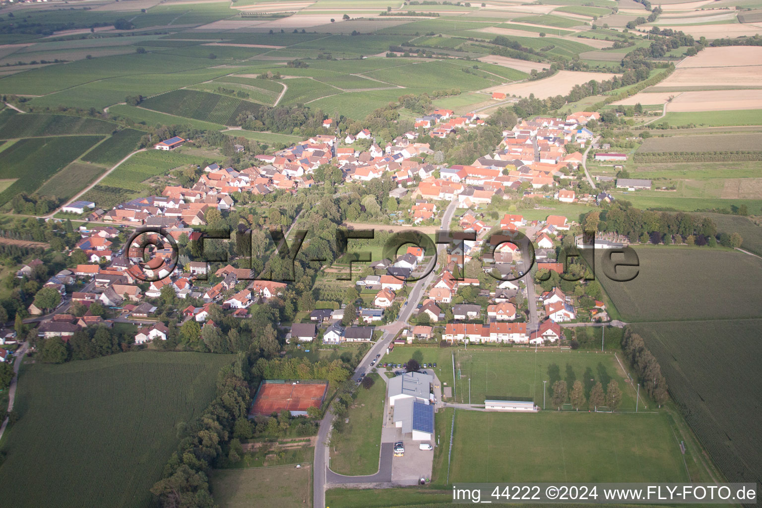 Oblique view of Dierbach in the state Rhineland-Palatinate, Germany