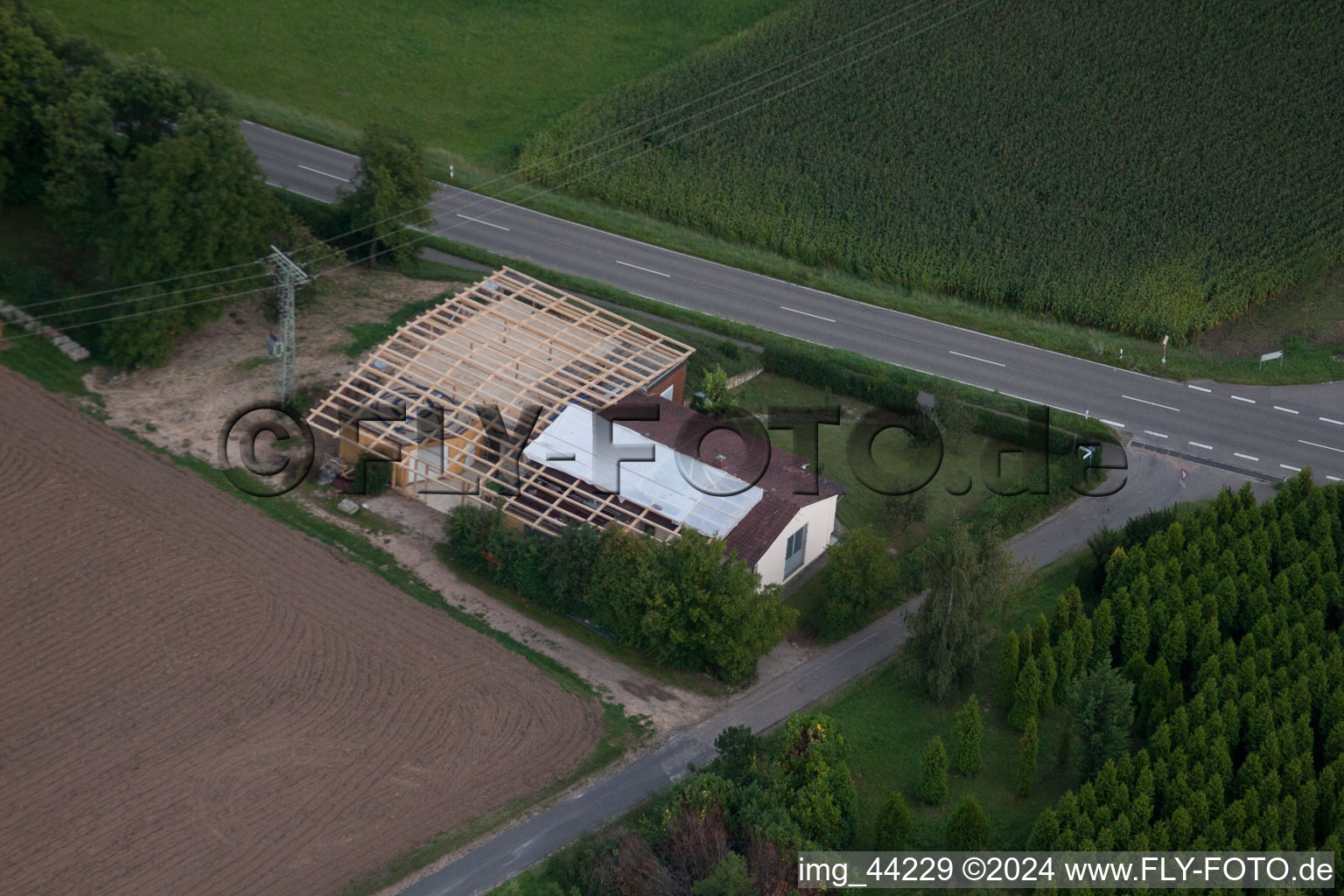 Bird's eye view of District Schaidt in Wörth am Rhein in the state Rhineland-Palatinate, Germany