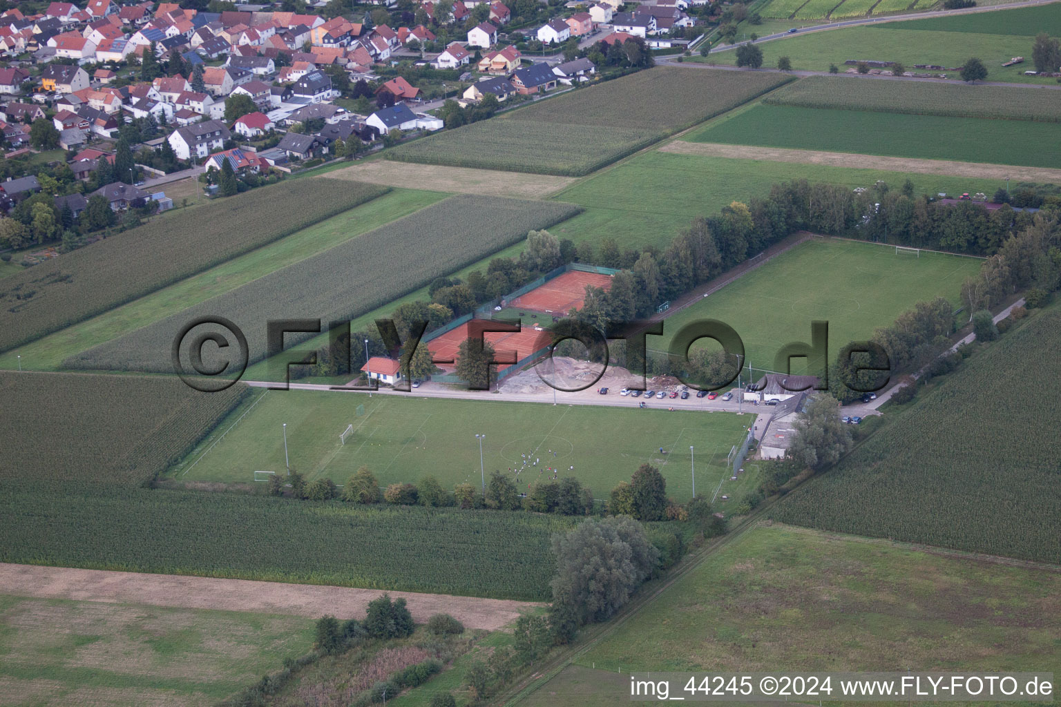 Minfeld in the state Rhineland-Palatinate, Germany from a drone