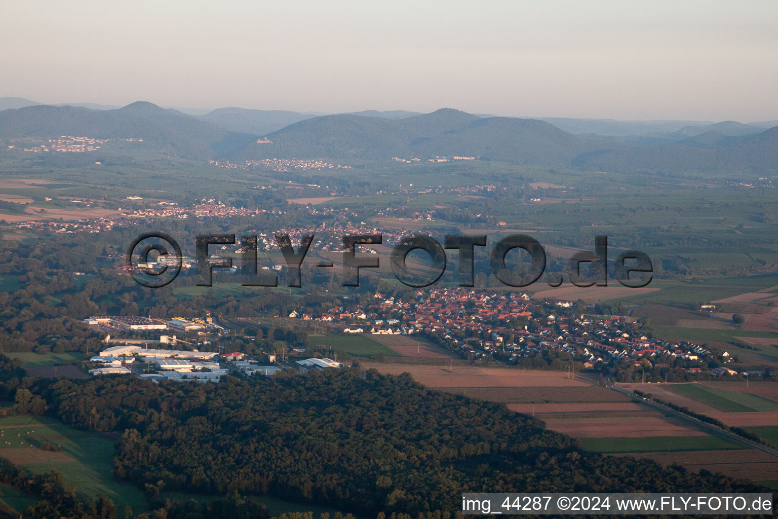 Aerial view of Rohrbach in the state Rhineland-Palatinate, Germany