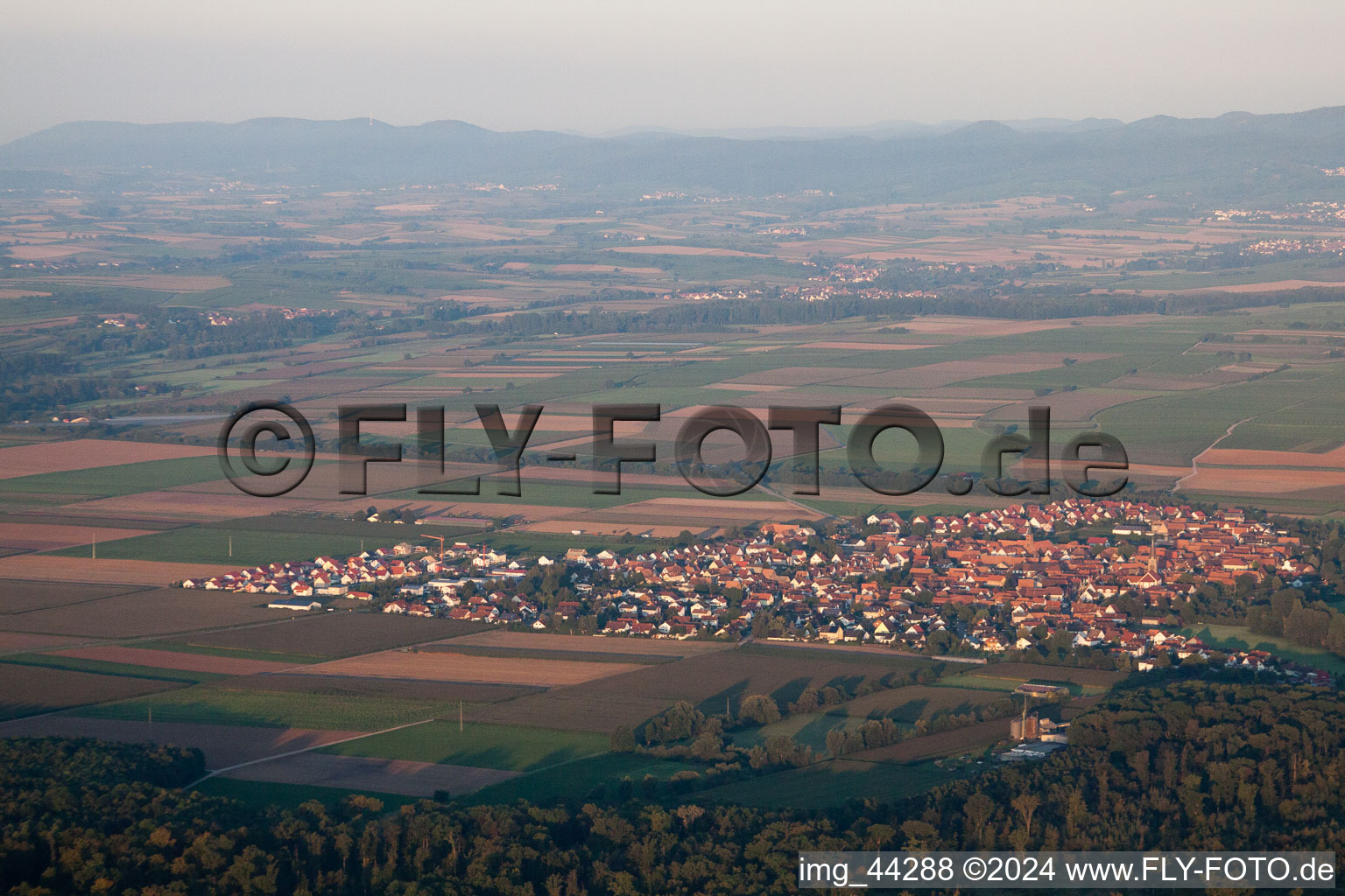 Aerial photograpy of Steinweiler in the state Rhineland-Palatinate, Germany