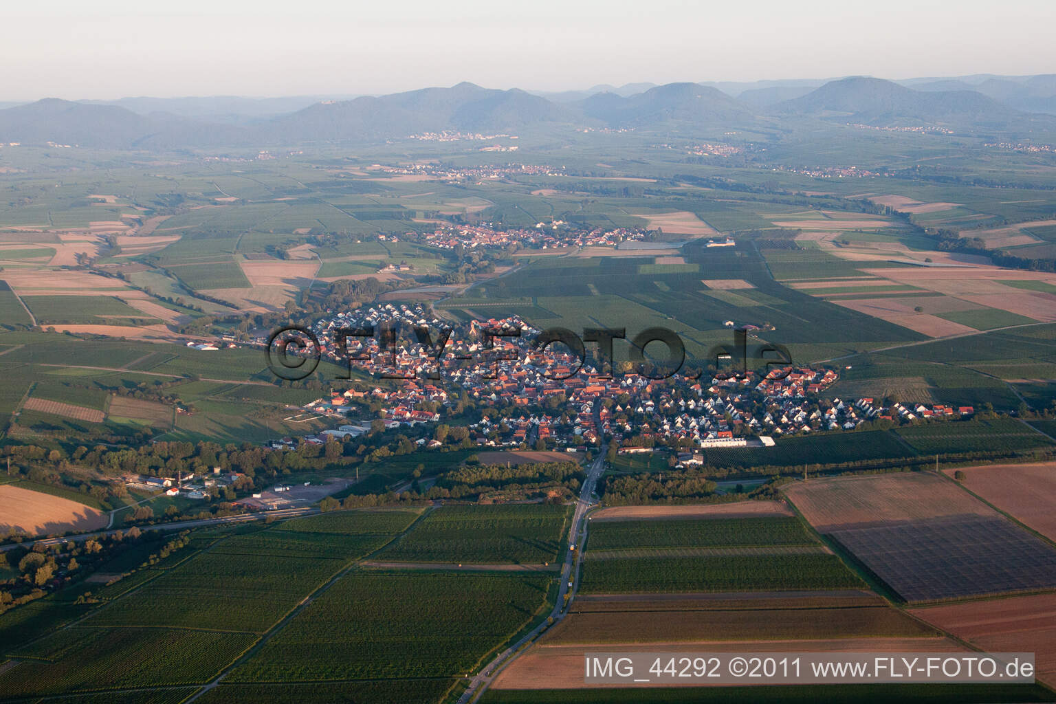 Insheim in the state Rhineland-Palatinate, Germany seen from a drone