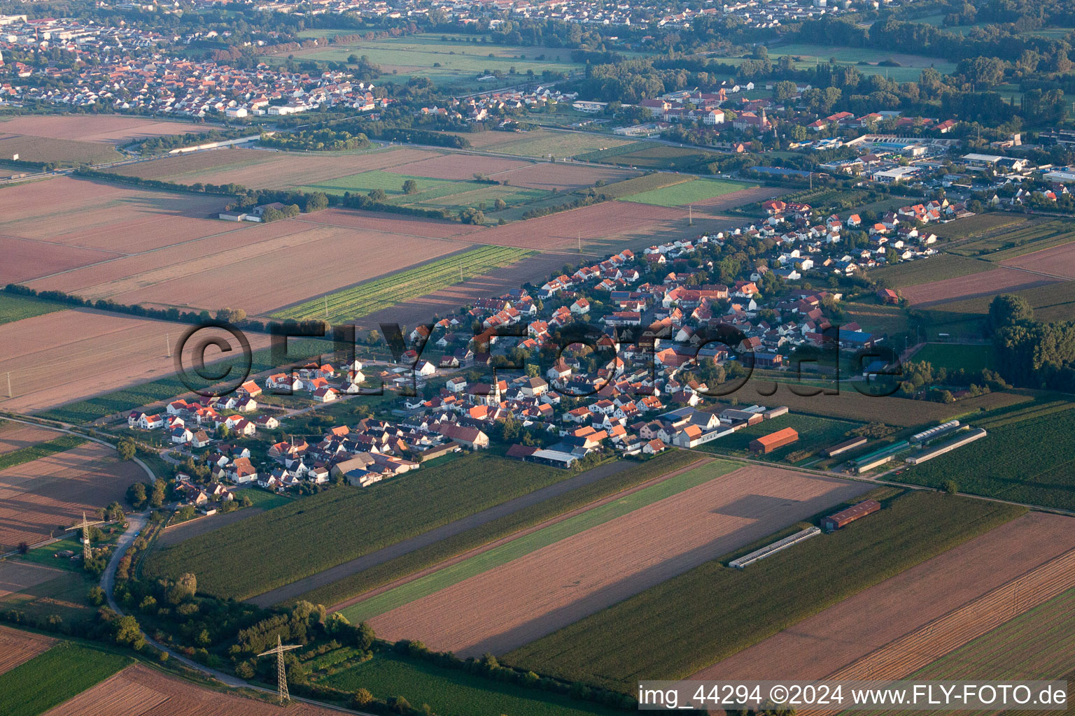 District Mörlheim in Landau in der Pfalz in the state Rhineland-Palatinate, Germany from the drone perspective