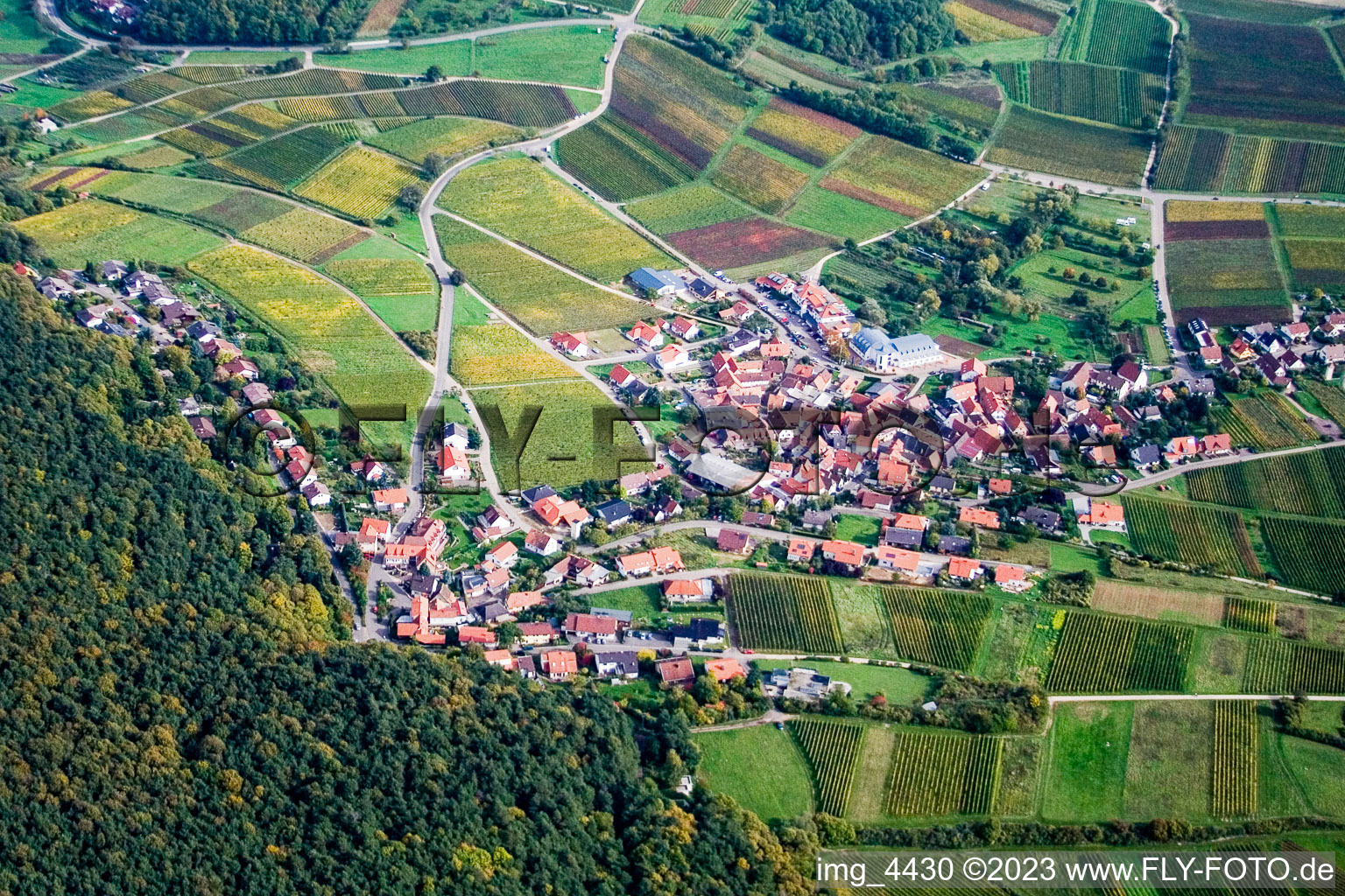 Aerial photograpy of Gleishohrbach in the district Gleiszellen in Gleiszellen-Gleishorbach in the state Rhineland-Palatinate, Germany