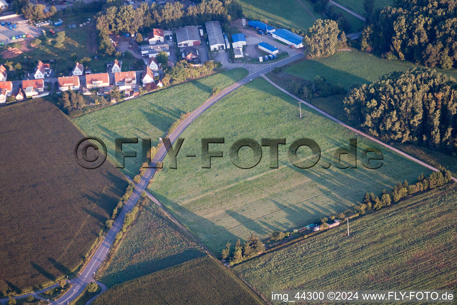 Offenbach an der Queich in the state Rhineland-Palatinate, Germany from above