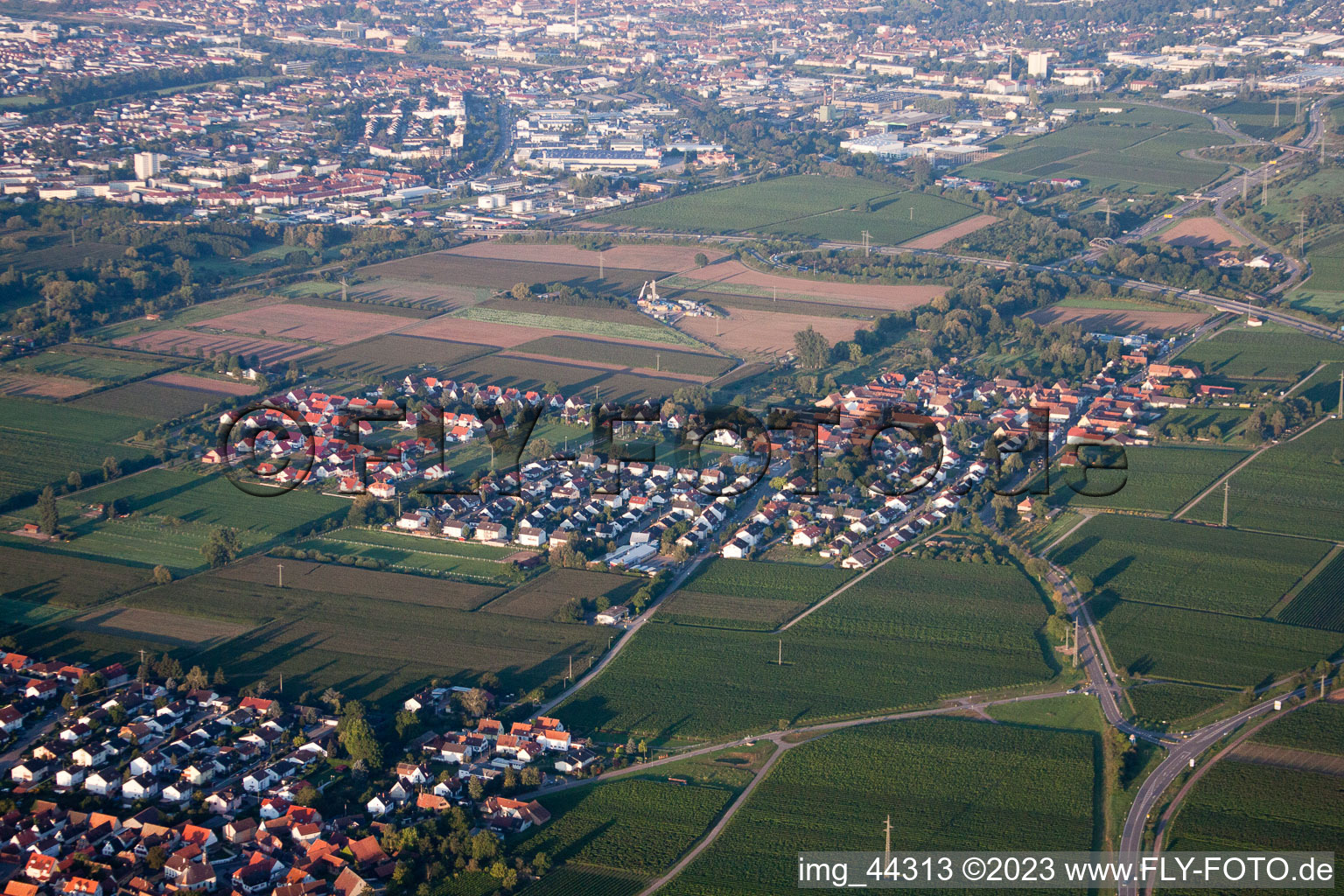 Essingen in the state Rhineland-Palatinate, Germany viewn from the air