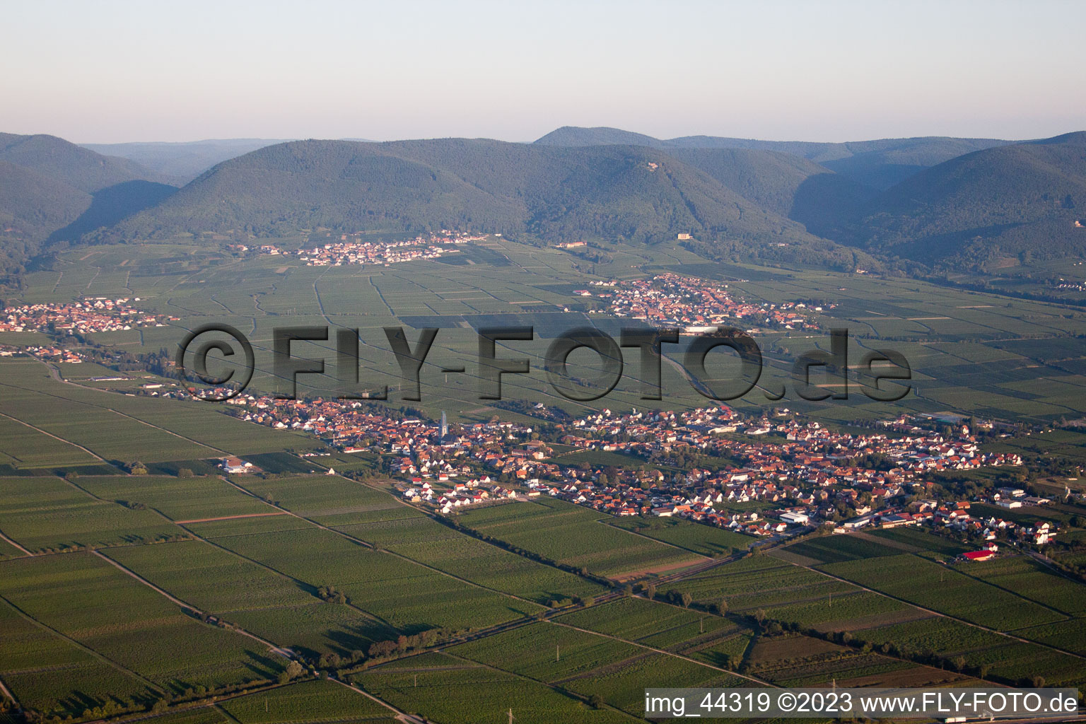 Edesheim in the state Rhineland-Palatinate, Germany from the drone perspective