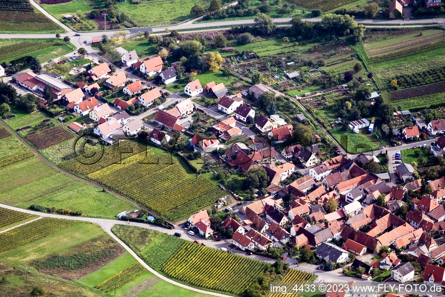 Aerial view of Track cells-Gleishohrbach in the district Gleishorbach in Gleiszellen-Gleishorbach in the state Rhineland-Palatinate, Germany