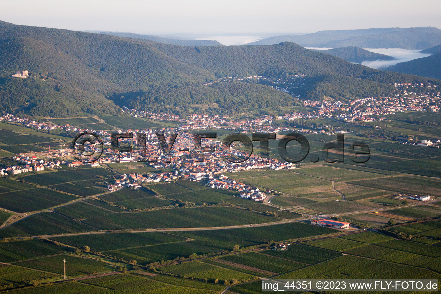 District Diedesfeld in Neustadt an der Weinstraße in the state Rhineland-Palatinate, Germany from the drone perspective