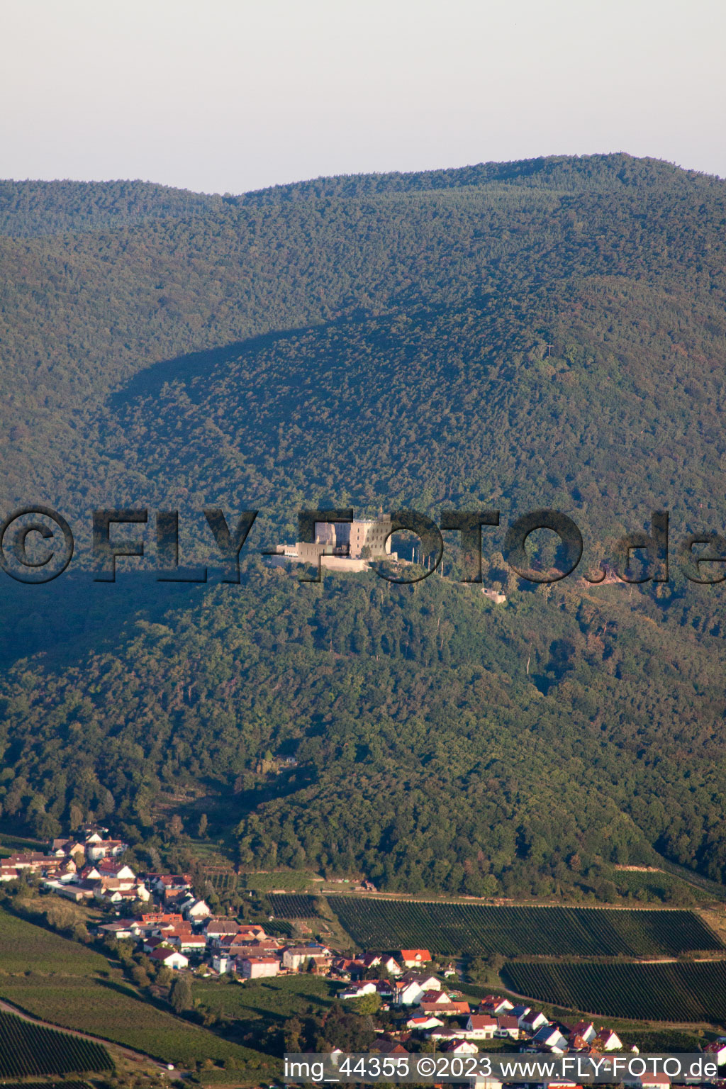 Oblique view of Hambach Castle in the district Hambach an der Weinstraße in Neustadt an der Weinstraße in the state Rhineland-Palatinate, Germany