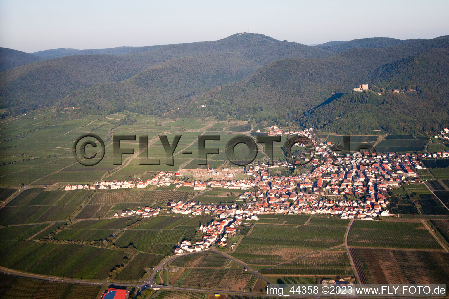 District Diedesfeld in Neustadt an der Weinstraße in the state Rhineland-Palatinate, Germany seen from a drone