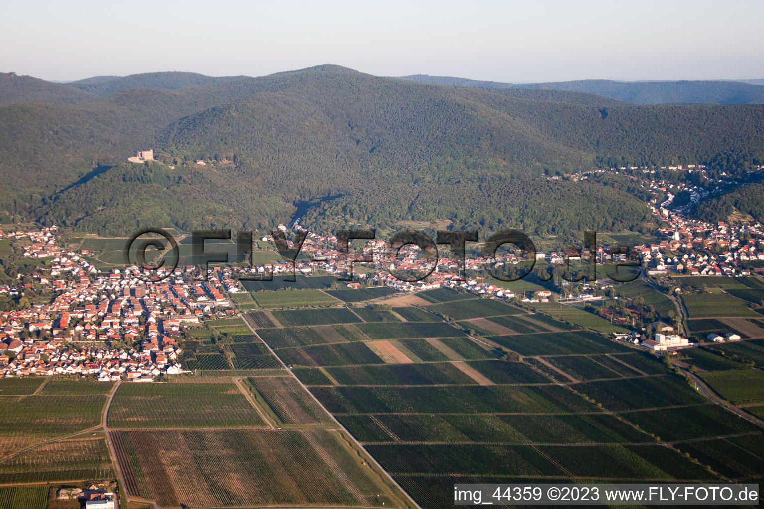 Oblique view of District Hambach an der Weinstraße in Neustadt an der Weinstraße in the state Rhineland-Palatinate, Germany