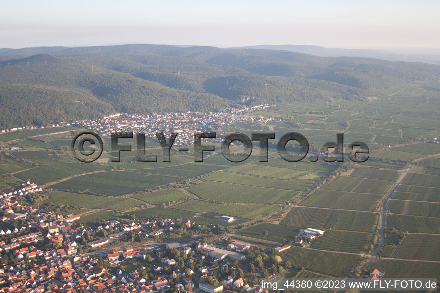 Oblique view of District Königsbach in Neustadt an der Weinstraße in the state Rhineland-Palatinate, Germany