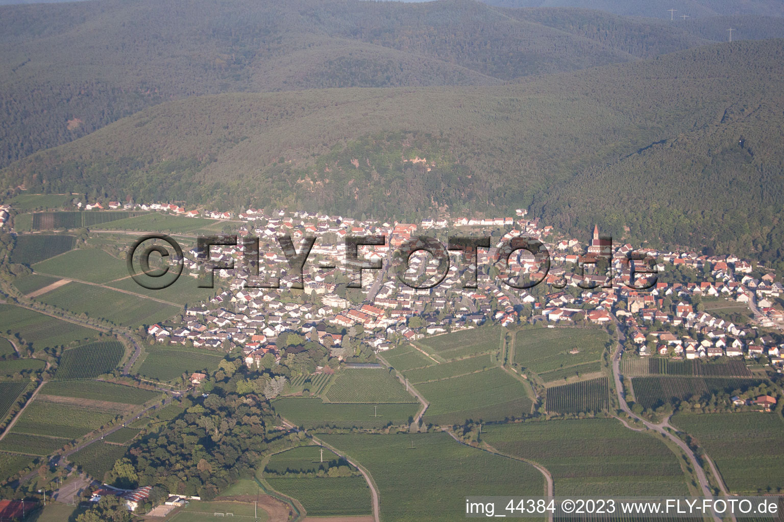 District Königsbach in Neustadt an der Weinstraße in the state Rhineland-Palatinate, Germany seen from above